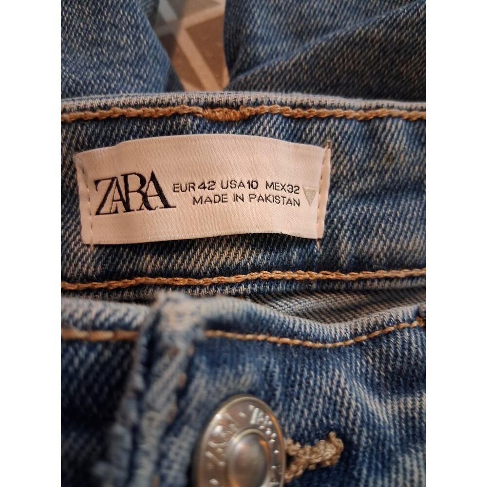Zara Vintage Mid Blue High-Rise Slim Straight Jeans Size 10 - Picture 8 of 8